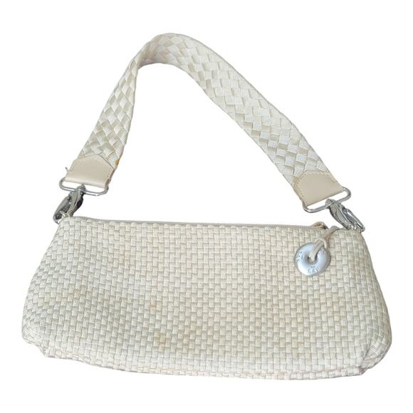 The Sak Small Nylon Woven‎ Cream Bag With Detachable Strap Clutch Or Shoulder - Picture 5 of 9